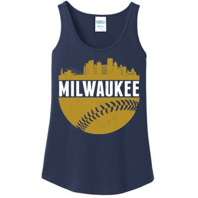 Classic Milwaukee Skyline Baseball  Ladies Essential Tank