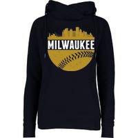 Classic Milwaukee Skyline Baseball  Womens Funnel Neck Pullover Hood