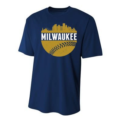 Classic Milwaukee Skyline Baseball  Youth Performance Sprint T-Shirt