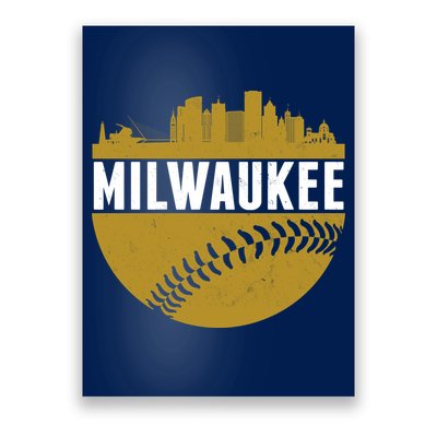 Classic Milwaukee Skyline Baseball  Poster