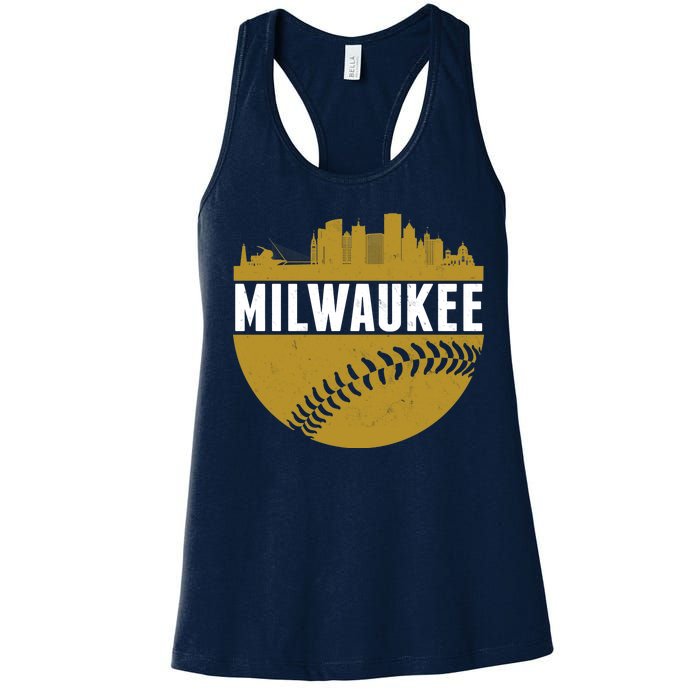 Classic Milwaukee Skyline Baseball  Women's Racerback Tank