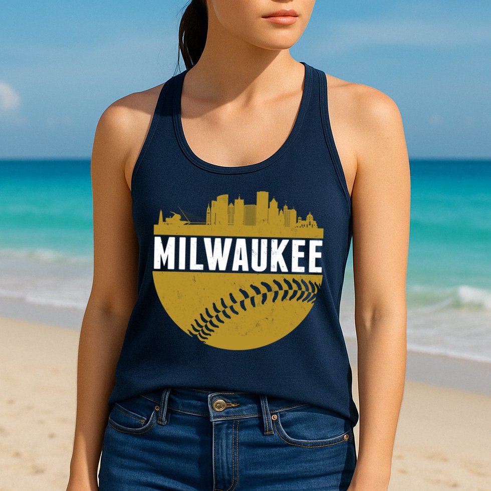 Classic Milwaukee Skyline Baseball  Womens Tank Top