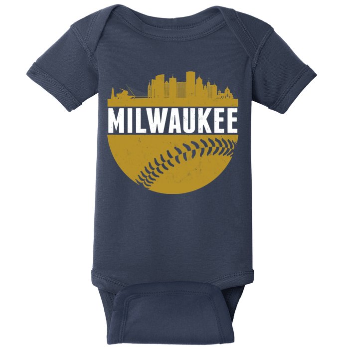 Classic Milwaukee Skyline Baseball  Baby Bodysuit