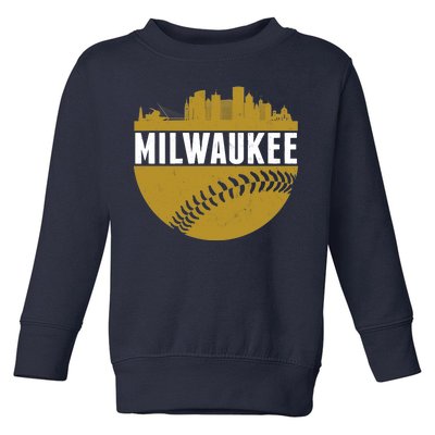 Classic Milwaukee Skyline Baseball  Toddler Sweatshirt