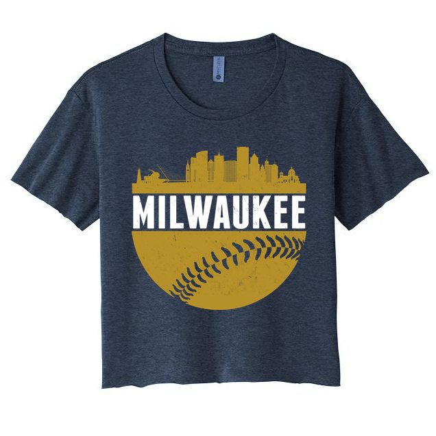 Classic Milwaukee Skyline Baseball  Crop Top