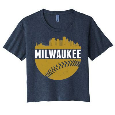 Classic Milwaukee Skyline Baseball  Women's Crop Top Tee