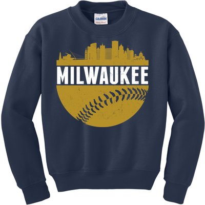 Classic Milwaukee Skyline Baseball  Kids Sweatshirt