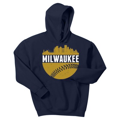 Classic Milwaukee Skyline Baseball  Kids Hoodie