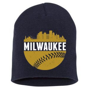 Classic Milwaukee Skyline Baseball  Short Acrylic Beanie