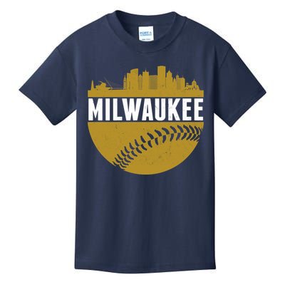 Classic Milwaukee Skyline Baseball  Kids T-Shirt