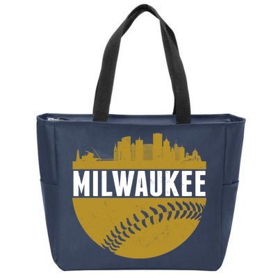 Classic Milwaukee Skyline Baseball  Zip Tote Bag