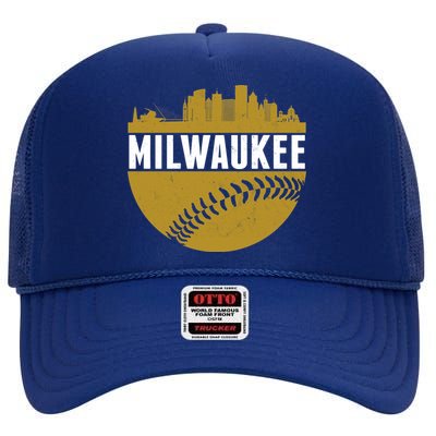 Classic Milwaukee Skyline Baseball  High Crown Mesh Back Trucker Hat