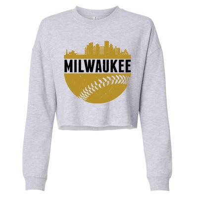 Classic Milwaukee Skyline Baseball  Cropped Pullover Crew