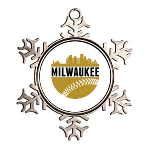 Classic Milwaukee Skyline Baseball  Metallic Star Ornament