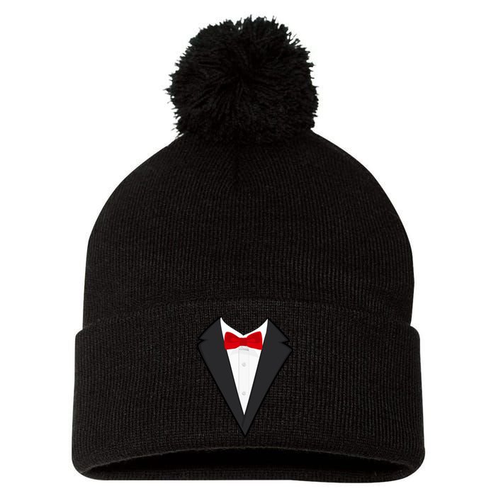 Classic Party Tuxedo Pom Pom 12in Knit Beanie