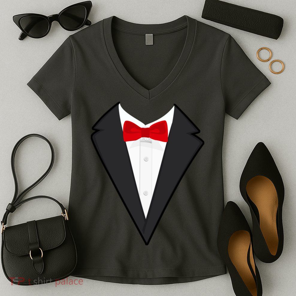 Classic Party Tuxedo Women's V-Neck T-Shirt