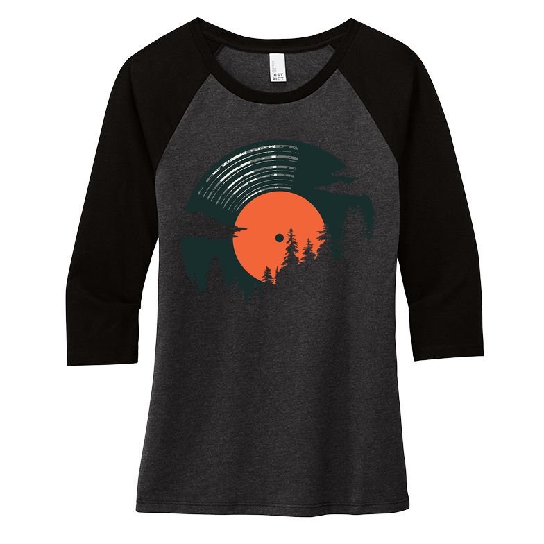 Classic Record Forest  Women's Tri-Blend 3/4-Sleeve Raglan Shirt