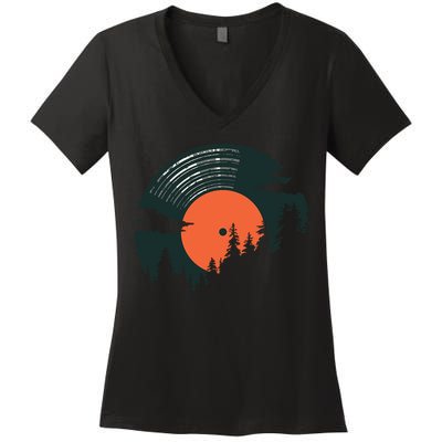 Classic Record Forest  Women's V-Neck T-Shirt