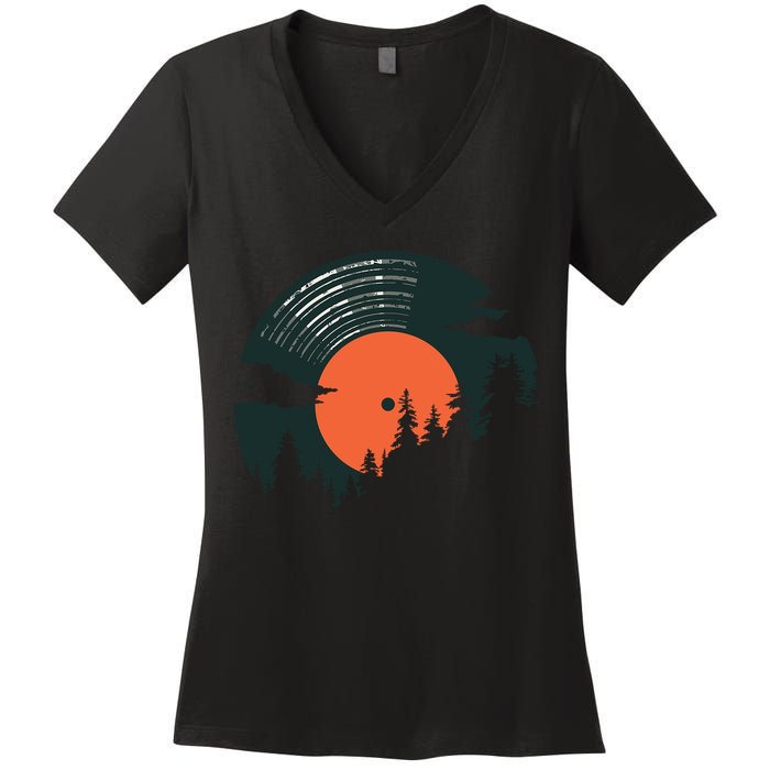 Classic Record Forest  Women's V-Neck T-Shirt