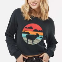 Classic Retro Goat Cropped Pullover Crew