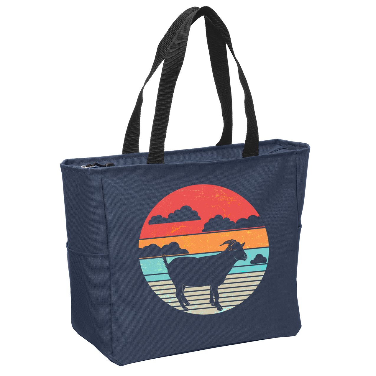 Classic Retro Goat Zip Tote Bag