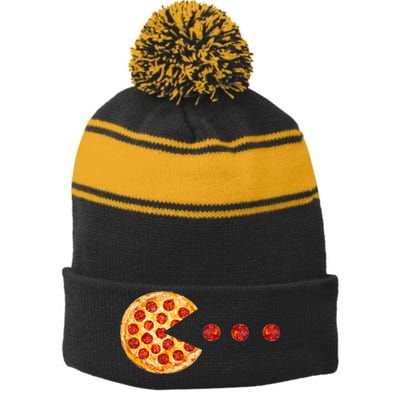 Classic Retro Pizza Lover Video Game Stripe Pom Pom Beanie