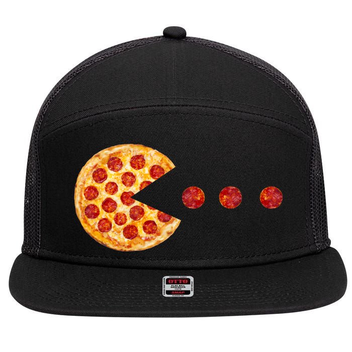 Classic Retro Pizza Lover Video Game 7 Panel Mesh Trucker Snapback Hat