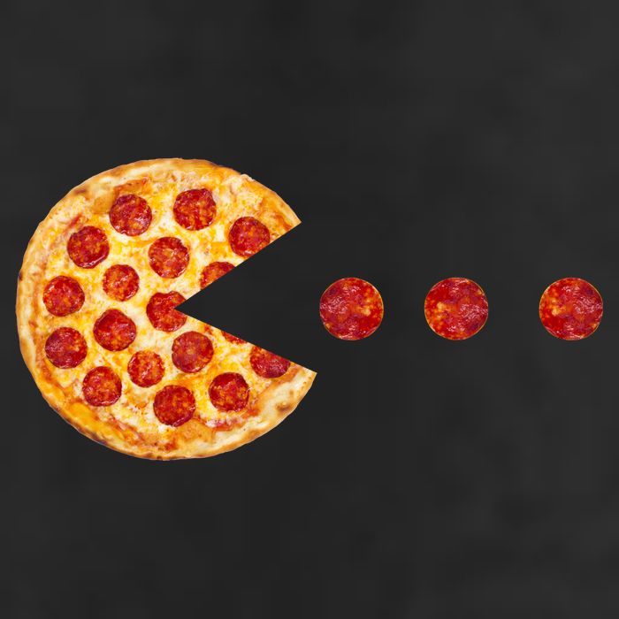 Classic Retro Pizza Lover Video Game 7 Panel Mesh Trucker Snapback Hat