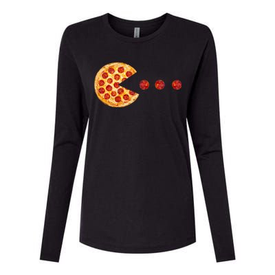 Classic Retro Pizza Lover Video Game Womens Cotton Relaxed Long Sleeve T-Shirt