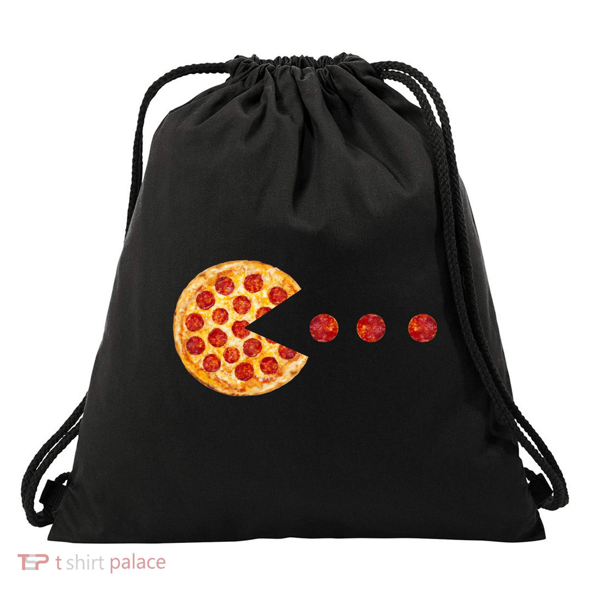 Classic Retro Pizza Lover Video Game Drawstring Bag