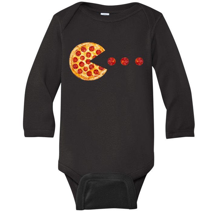 Classic Retro Pizza Lover Video Game Baby Long Sleeve Bodysuit