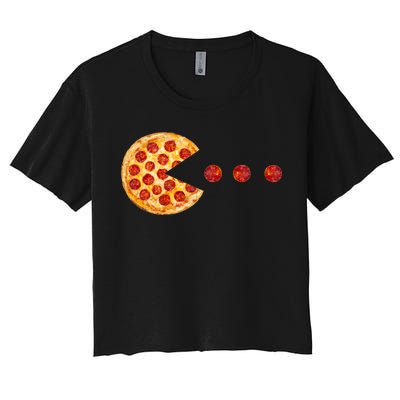 Classic Retro Pizza Lover Video Game Women's Crop Top Tee