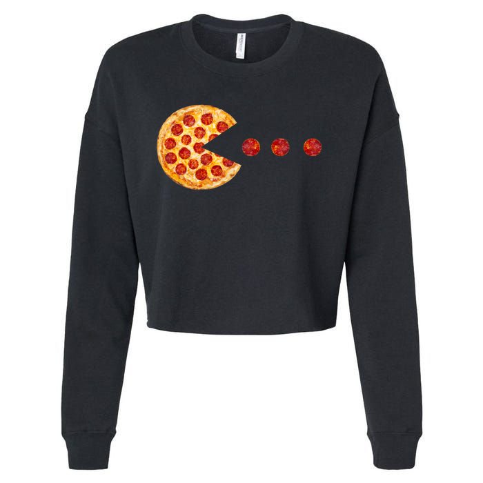 Classic Retro Pizza Lover Video Game Cropped Pullover Crew