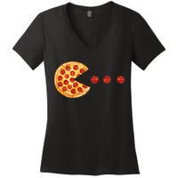 Classic Retro Pizza Lover Video Game Women's V-Neck T-Shirt