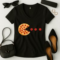 Classic Retro Pizza Lover Video Game Women's V-Neck T-Shirt
