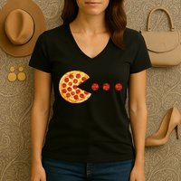 Classic Retro Pizza Lover Video Game Women's V-Neck T-Shirt
