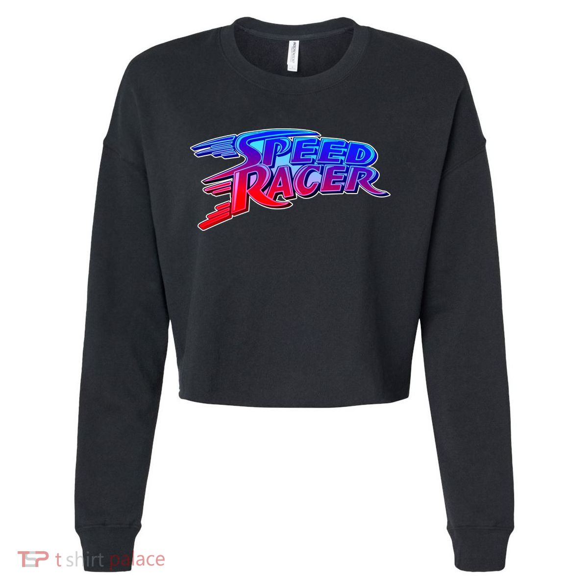 Classic Retro Speed Racer Logo Cropped Pullover Crew