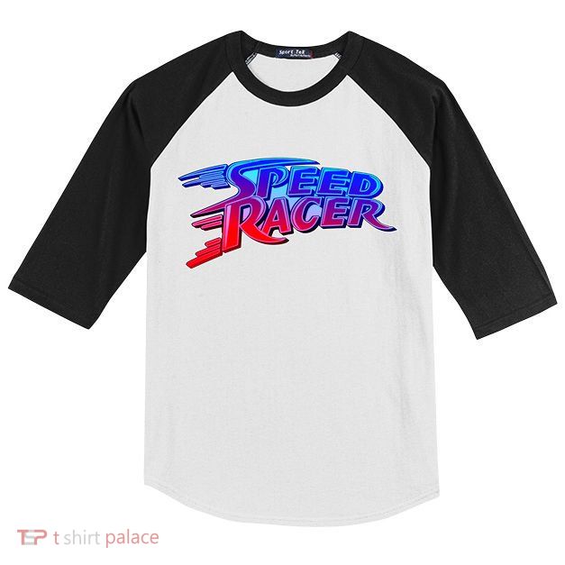 Classic Retro Speed Racer Logo Kids Colorblock Raglan Jersey