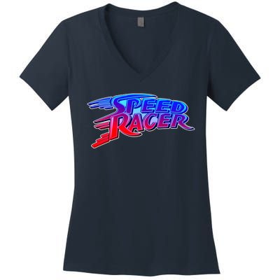 Classic Retro Speed Racer Logo Women's V-Neck T-Shirt