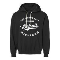 Classic Retro Vintage Detroit Michigan Motor City Garment-Dyed Fleece Hoodie