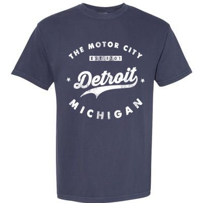 Classic Retro Vintage Detroit Michigan Motor City Garment-Dyed Heavyweight T-Shirt