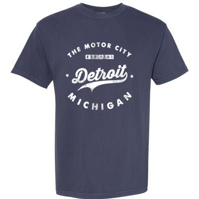 Classic Retro Vintage Detroit Michigan Motor City Garment-Dyed Heavyweight T-Shirt