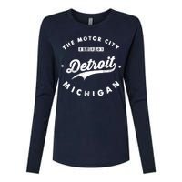 Classic Retro Vintage Detroit Michigan Motor City Womens Cotton Relaxed Long Sleeve T-Shirt