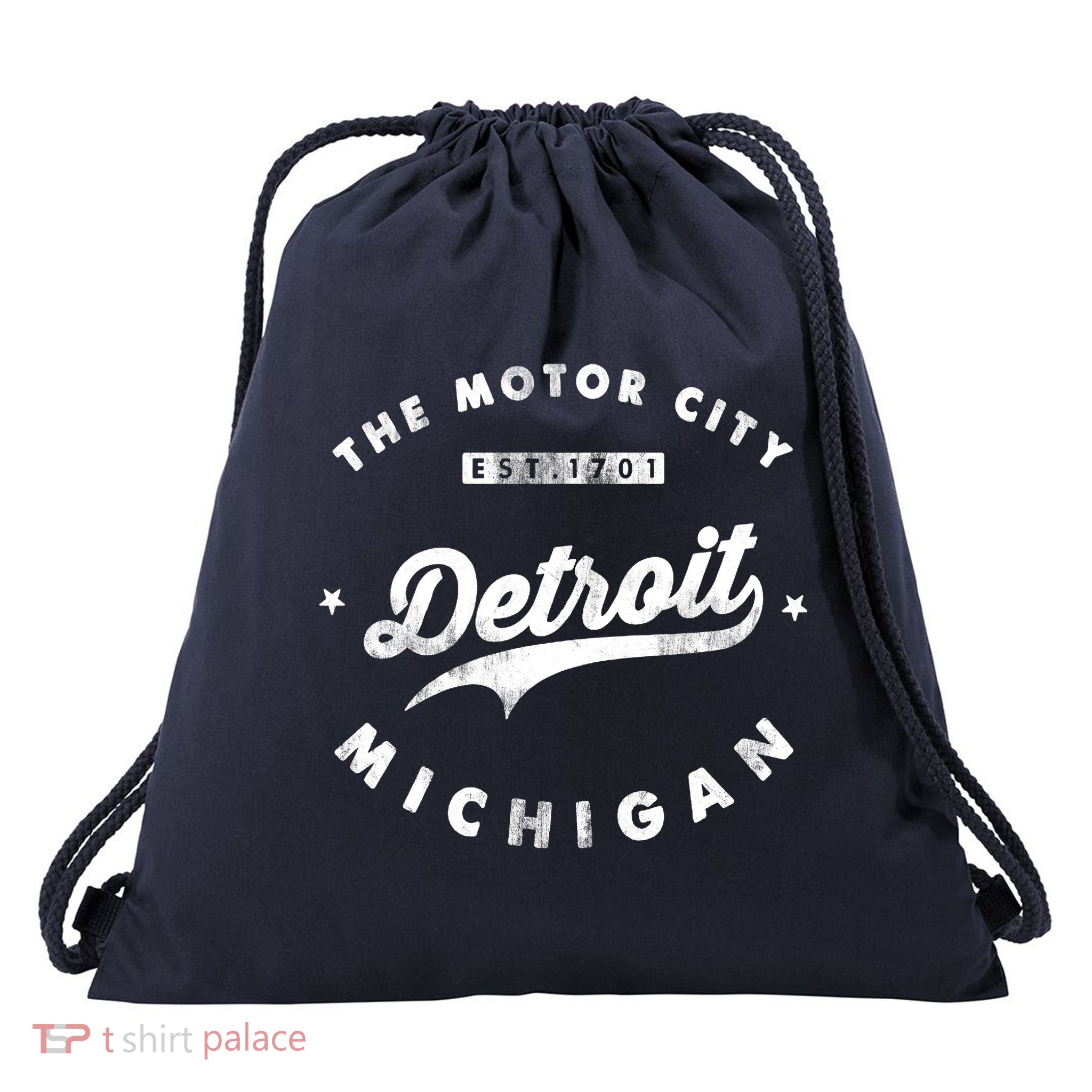 Classic Retro Vintage Detroit Michigan Motor City Drawstring Bag