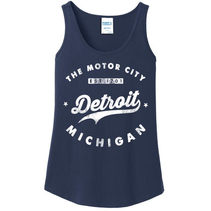 Classic Retro Vintage Detroit Michigan Motor City Ladies Essential Tank