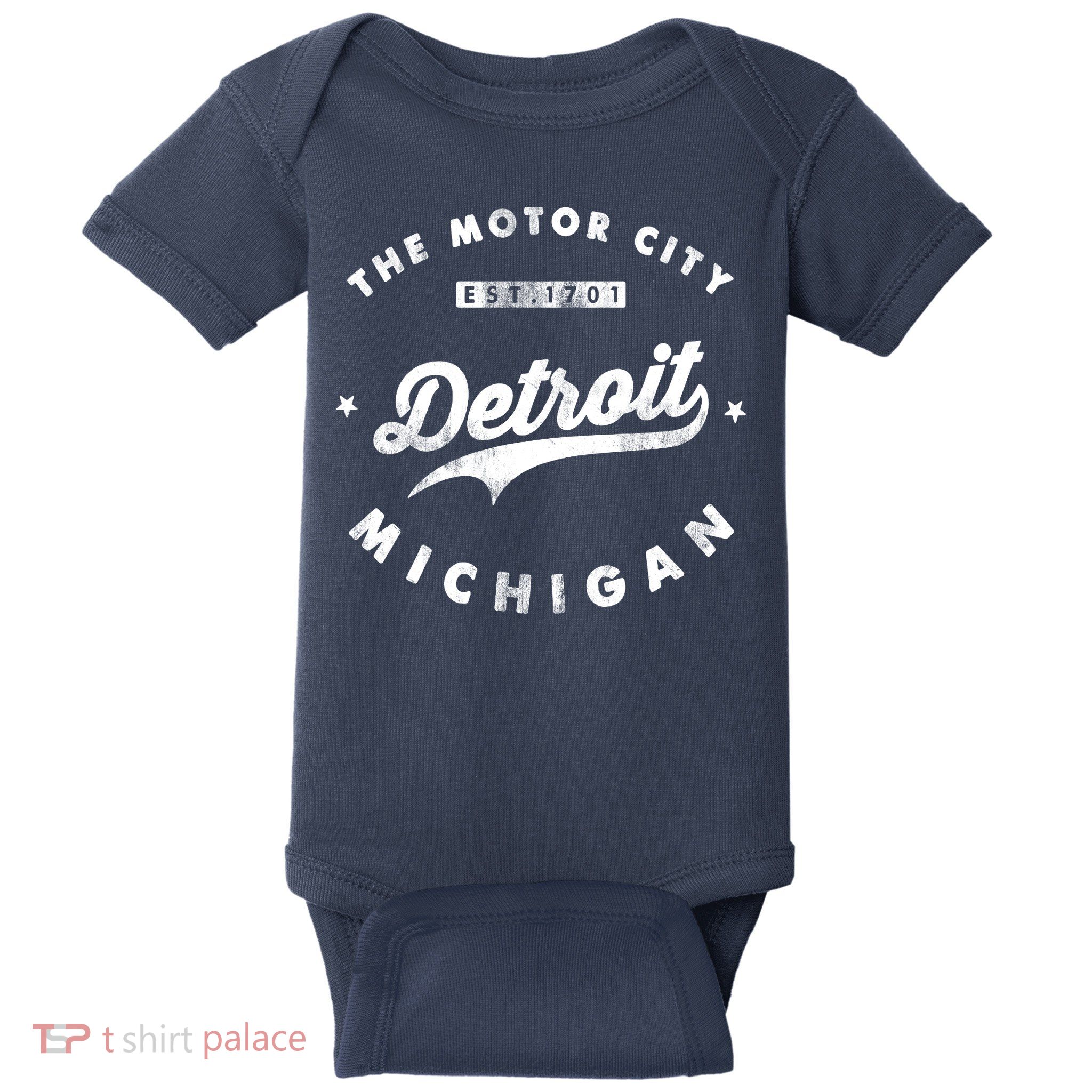 Classic Retro Vintage Detroit Michigan Motor City Baby Bodysuit