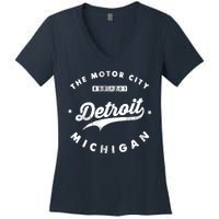 Classic Retro Vintage Detroit Michigan Motor City Women's V-Neck T-Shirt