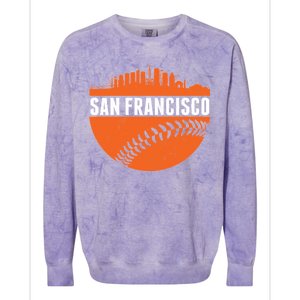 Classic San Francisco Skyline Baseball Colorblast Crewneck Sweatshirt