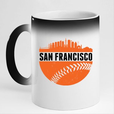 Classic San Francisco Skyline Baseball 11oz Black Color Changing Mug