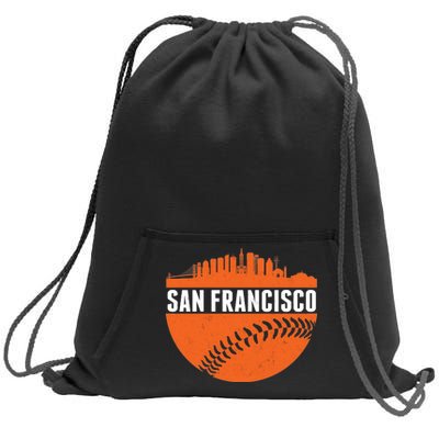 Classic San Francisco Skyline Baseball Sweatshirt Cinch Pack Bag